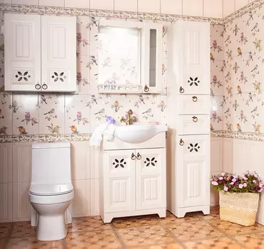 Комплект мебели Бриклаер Кантри 65 Бежевый дуб прованс (зеркало-шкаф с балюстрадой)