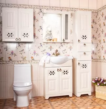 Комплект мебели Бриклаер Кантри 65 Бежевый дуб прованс (зеркало со шкафом)