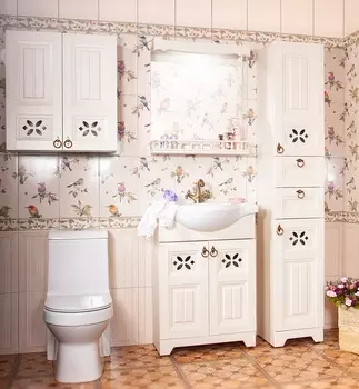 Комплект мебели Бриклаер Кантри 65 Бежевый дуб прованс (зеркало с балюстрадой)