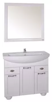 Комплект мебели для ванной ASB-Woodline Бергамо 85 массив ясеня, белый