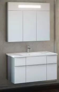 Комплект мебели Smile Кристалл 90, титан/белый