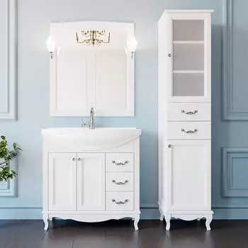 Комплект мебели ValenHouse Эллина 85 белая, фурнитура хром