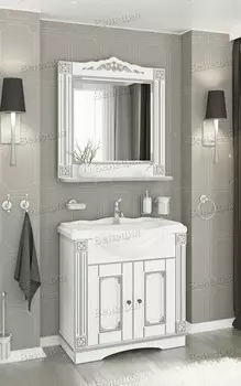 Комплект мебели Венеция Аврора 85 белый с патиной серебро