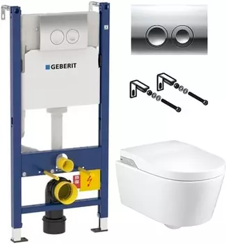 Комплект Система инсталляции для унитазов Geberit Duofix Delta 458.124.21.1 3 в 1 с кнопкой смыва + Унитаз подвесной Roca Inspira in-wash