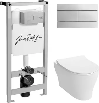 Комплект Система инсталляции для унитазов Jacob Delafon E5504-NF + Чаша для унитаза подвесного VitrA Bella 4449B003-0101 + Кнопка смыва Jacob Delafon E4316-CP хром + Крышка-сиденье VitrA Sento 120-003-009