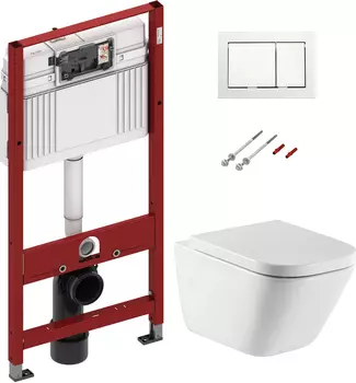 Комплект Система инсталляции для унитазов TECE Base + Чаша для унитаза подвесного Roca Gap 34647L000 + Крышка-сиденье Roca Gap 801472004 с микролифтом, петли хром