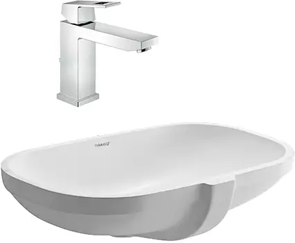 Комплект Смеситель Grohe Eurocube 23445000 для раковины + Рукомойник Duravit D-Code 0338490000 встраиваемый