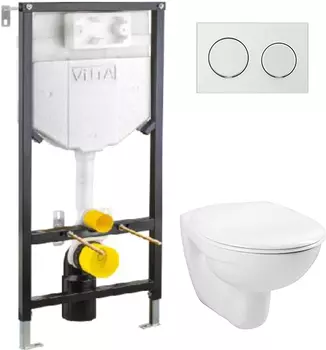 Комплект VitrA Uno 9773B003-7206 подвесной унитаз + инсталляция + кнопка