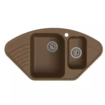 Мойка кухонная Raiber Айфель RQ987 с двумя чашами и крылом, шоколад