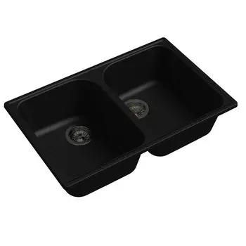 Мойка кухонная Raiber Альпы RQ610 с двумя чашами, антрацит