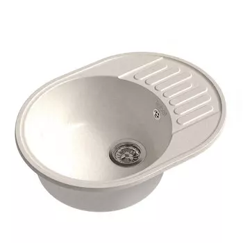 Мойка кухонная Raiber Таумус RQ34 круглая с крылом, белый