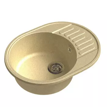 Мойка кухонная Raiber Таумус RQ34 круглая с крылом, бежевый