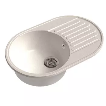 Мойка кухонная Raiber Тумберг RQ55 круглая с крылом, белый