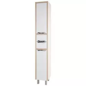 Пенал для ванной 35 с бельевой корзиной 1.9, белый/дуб