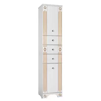 Пенал Vod-ok Кармен 40 с бельевой корзиной, белый/золото