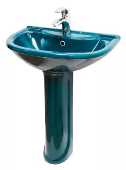 Раковина Оскольская керамика Престиж зеленая с пьедесталом
