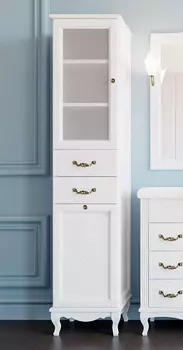 Шкаф-пенал ValenHouse Эллина 40 L с бельевой корзиной, белый, фурнитура бронза