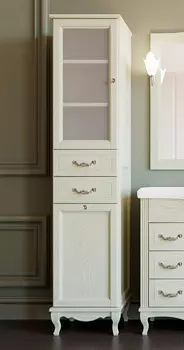 Шкаф-пенал ValenHouse Эллина 40 L с бельевой корзиной, слоновая кость, фурнитура хром