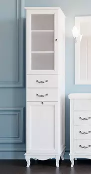 Шкаф-пенал ValenHouse Эллина 40 L с бельевой корзиной, белый, фурнитура хром