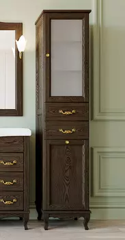 Шкаф-пенал ValenHouse Эллина 40 R с бельевой корзиной, кальяри, фурнитура золото