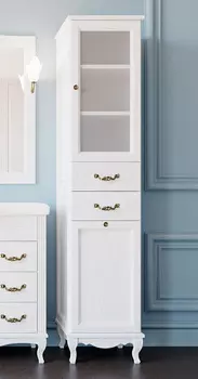 Шкаф-пенал ValenHouse Эллина 40 R с бельевой корзиной, белый, фурнитура бронза