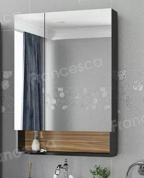 Шкаф-зеркало Francesca Doremi 60, черный/ясень