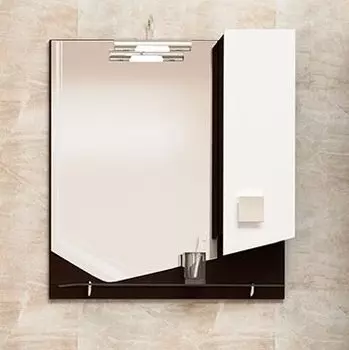 Шкаф-зеркало Velvex Lambo 70, белый/венге