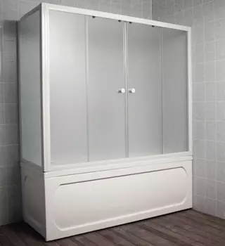 Шторка на ванну 1MarKa 180 профиль белый, стекло рифленое