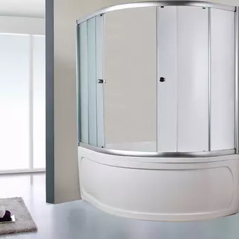 Шторка на ванну 1MarKa Aura 160 L профиль хром матовый, стекло рифленое