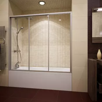 Шторка на ванну GuteWetter Practic Part GV-403 153-157 см стекло бесцветное, профиль матовый хром