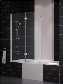 Шторка на ванну Vegas Glass E2V 0120 07 01 L профиль матовый хром, стекло прозрачное