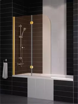 Шторка на ванну Vegas Glass E2V 120 09 05 L профиль золото, стекло бронза