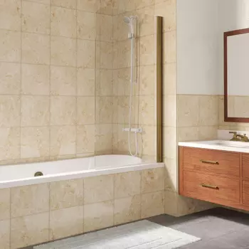 Шторка на ванну Vegas Glass EV Lux 75 05 01 R профиль бронза, стекло прозрачное