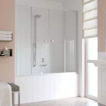 Шторка на ванну Vegas Glass Z2V 150 07 01 профиль матовый хром, стекло прозрачное