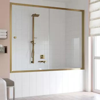 Шторка на ванну Vegas Glass ZV 180 05 01 профиль бронза, стекло прозрачное