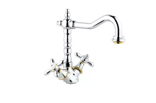 Смеситель Timo Ritz 0143FK Chrome-Gold для раковины, кухни