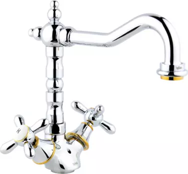 Смеситель Timo Ritz 0143FK chrome-gold для кухонной мойки