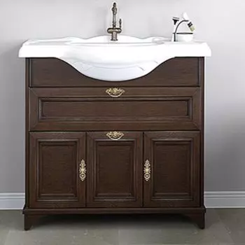 Тумба с раковиной Акватон Идель 85 дуб шоколадный