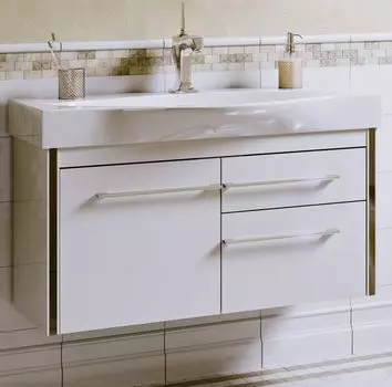 Тумба с раковиной Alavann Лайра 100 белый кальцит