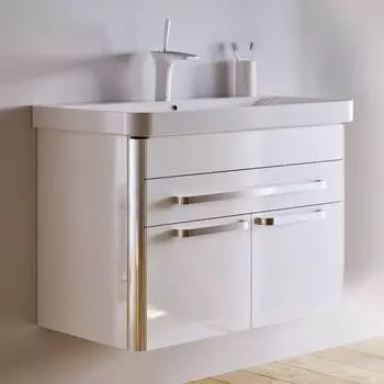 Тумба с раковиной Alavann Ларго 80 белый кальцит