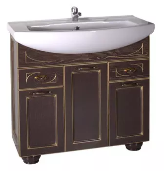 Тумба с раковиной ASB-Woodline Бергамо 85 массив ясеня, венге