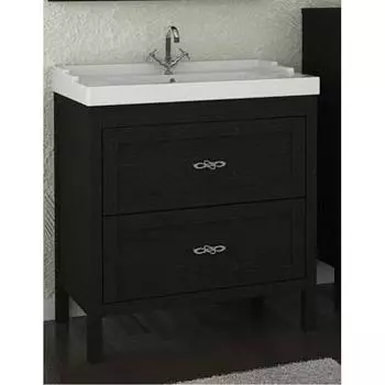 Тумба с раковиной ASB-Woodline Римини 80 массив ясеня, черный