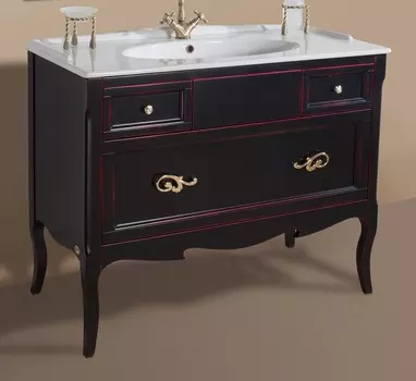 Тумба с раковиной Bagno Piu Moretta Черный матовый с Красной патиной