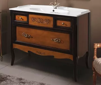 Тумба с раковиной Bagno Piu Moretta светлый Орех с Черной патиной