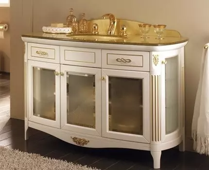 Тумба с раковиной Bagno Piu Poesia 128 Белый матовый с золотом