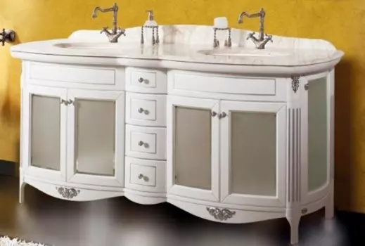 Тумба с раковиной Bagno Piu Poesia 188 2B Белый матовый с серебром