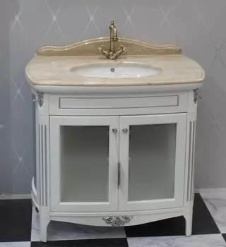 Тумба с раковиной Bagno Piu Poesia 90 2B в отделке Белый матовый с серебром