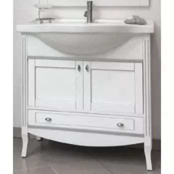 Тумба с раковиной Bagno Piu Sophia 85 Белый матовый с золотой/серебряной патиной с «глухими» дверцами