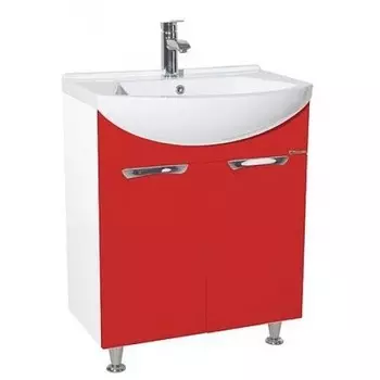 Тумба с раковиной Bellezza Альфа 65, красный
