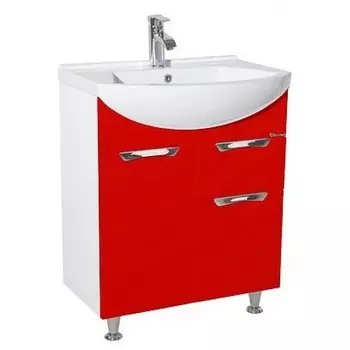 Тумба с раковиной Bellezza Альфа 65 с ящиком, красный